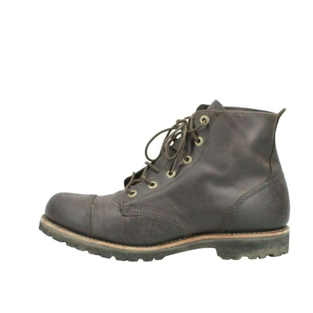 LL Bean Brown Leather Cap Toe Vibram Sole Casual Ankle Boots Size 11.5 Wide - Picture 1 of 9
